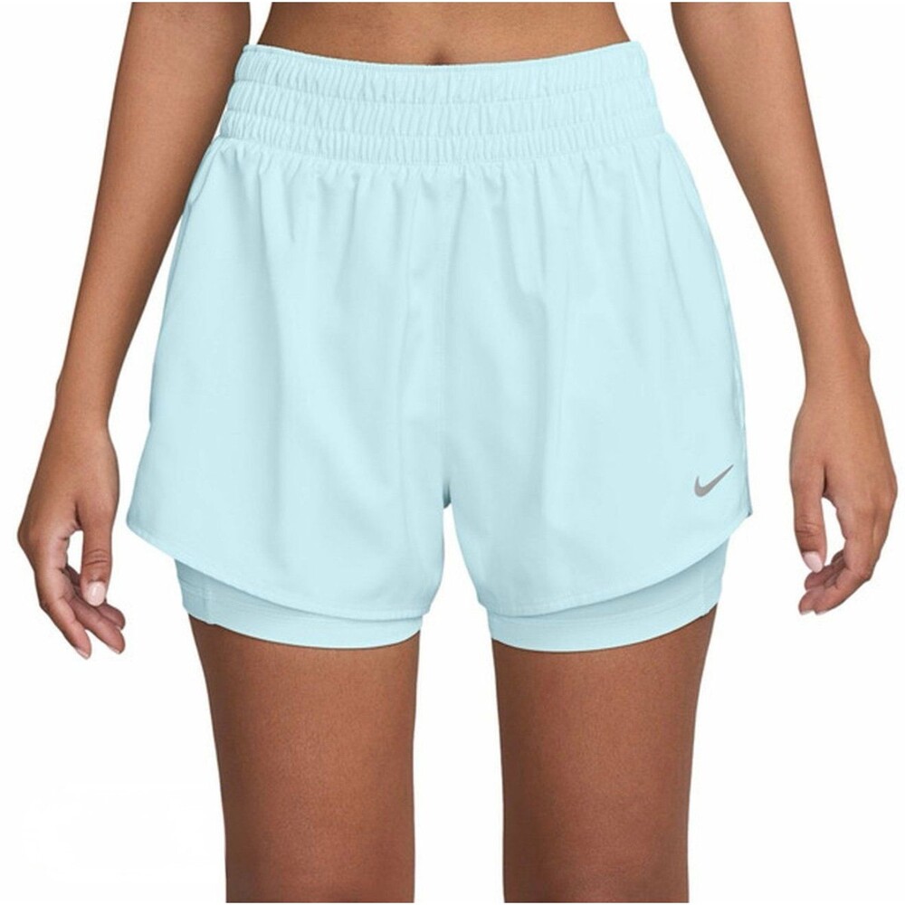 Nike Women's One Dri-FIT High-Waisted 2-in-1 Shorts - Glacier Blue Small